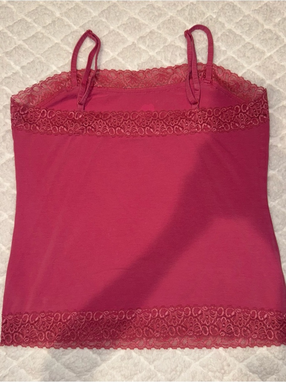 Ann Taylor Lace-Trim Camisole - Raspberry - Picture 3 of 5